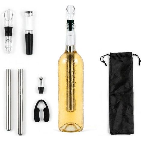 Cofre de accesorios para vino con enfriadores, cortacápsulas, aireador, tapones y bolsa InnovaGoods COFRE SOMMELIER