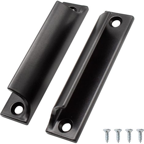 Poignée de Porte Coulissante 90 mm - 2 Pièces, Aluminium Noir, Poignée de Meuble Cuisine, pour Portes de Balcon, Portes Coulissantes et Tiroirs