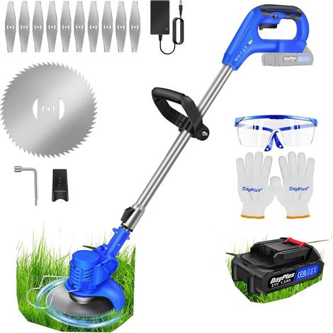 Tondeuse à gazon électrique sans fil 21V avec 1 batterie, bleue, adaptée à de nombreuses scènes telles que les cours, les parcs,etc.
