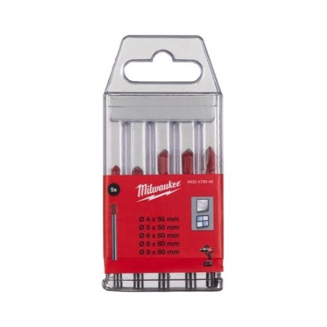 SET DI 5 PUNTE PER TRAPANO PER VETRO E PIASTRELLE 4-8 MILWAUKEE 4932479948 (1/2)