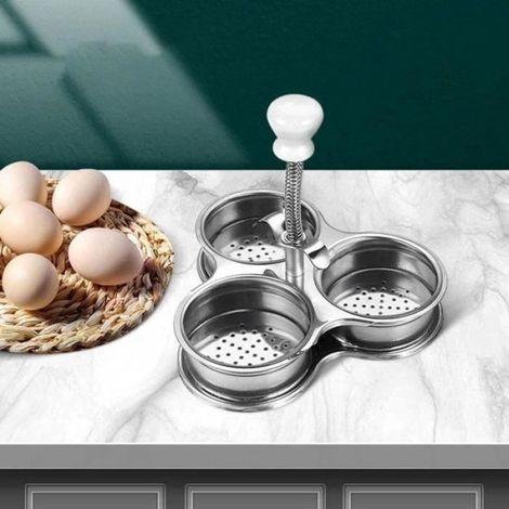 Cuiseur À Œufs - Pocheuse En Acier Inoxydable Pour Œufs Pochés - Usage Cuisine Maison - 3 Emplacements (1/5)