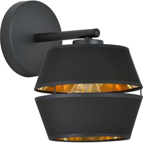 Applique PIANO noir-or abat-jour E27 Emibig design chic (1/2)