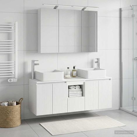 vidaXL Bathroom Cabinet Set 4 pcs White Engineered Wood (1/5)