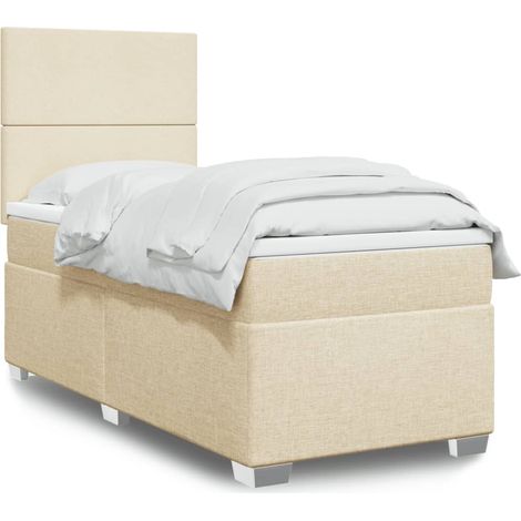 Boxspringbett mit Matratze Creme 90x200 cm Stoff
