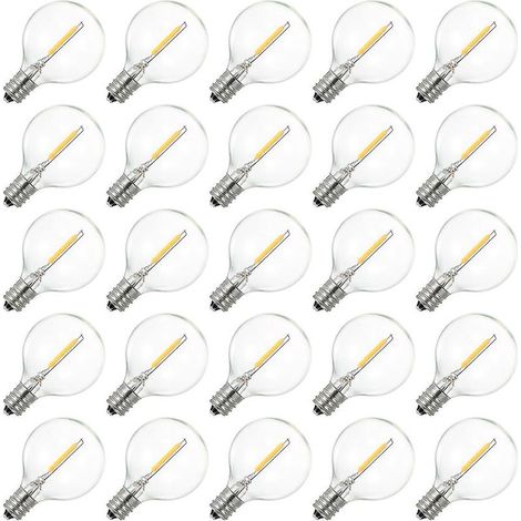 Lot de 25 ampoules LED globe G40, 230V CA, douille E12, blanc chaud, résistantes à l’eau IP44 pour extérieur (1/5)