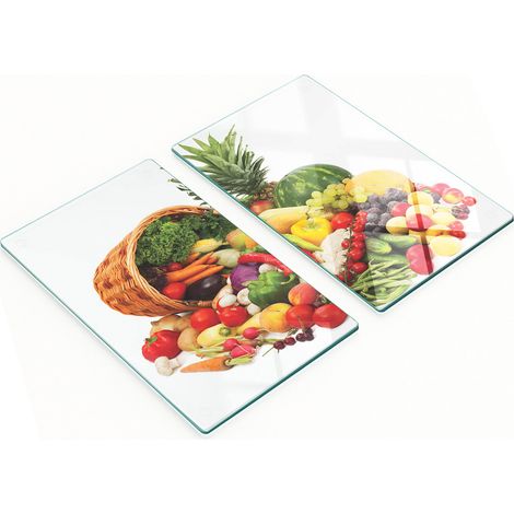 Tablas decorativas de vidrio para cortar y servir frutas y verduras, 2 x 30 x 52 cm.
