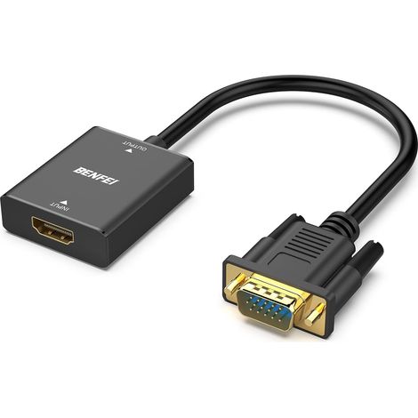 Adaptateur HDMI vers VGA, entrée HDMI Femelle vers Sortie VGA mâle avec Prise Audio de 3,5 mm, Compatible avec clé TV, Ordinateur, Ordinateur Portable, etc Lot de 1 (1/5)
