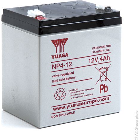 Yuasa – Batterie plomb 12V 4Ah AGM étanche – Pour motorisation de portail – Recombinaison de gaz à 99% – Compatible avec Avidsen et Cardin - NP4-12 (1/4)