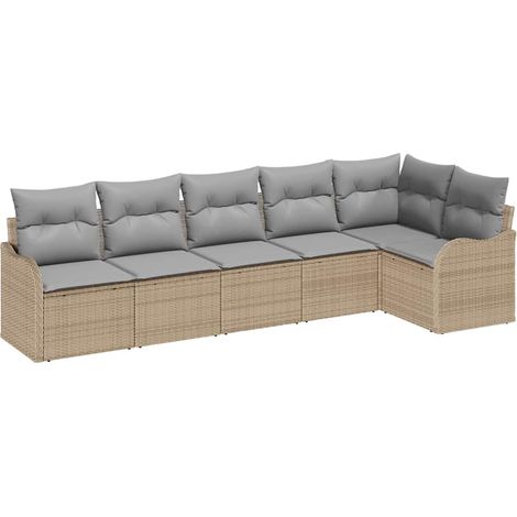 Garden Sofa Set 6 pcs Beige Poly Rattan vidaXL (1/5)