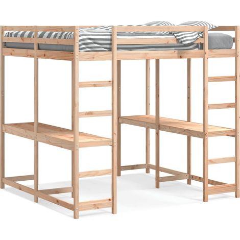 Maison Exclusive - Cama alta con escritorio y escalera madera mac