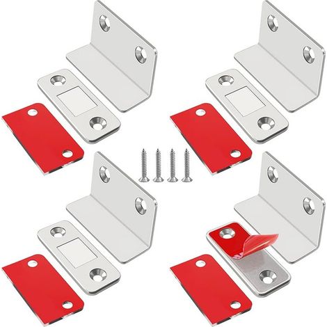 Aimants pour portes de placard (lot de 4) - Fermetures magnétiques ultra-minces - Loquet magnétique en forme de L (1/5)