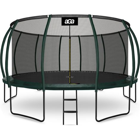 Aga SPORT EXCLUSIVE Trampolín 500 cm Verde oscuro + red de protección + escalera