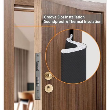 Joint d'étanchéité pour porte et fenêtre – Bande d'étanchéité pour installation de rainure pour étanchéité à la poussière, imperméable, insonorisée et isolation thermique (6 m, noir) (1/4)