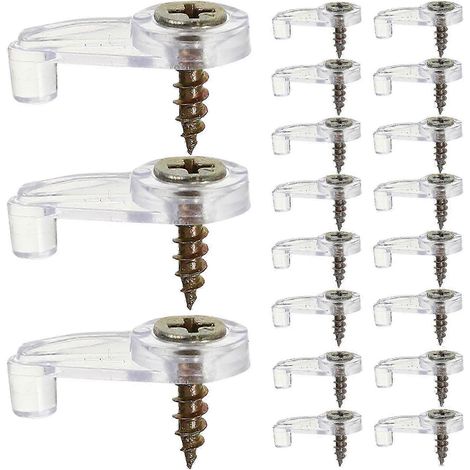 100 clips de fixation pour verre de porte d'armoire ou de miroir, avec vis (1/2)