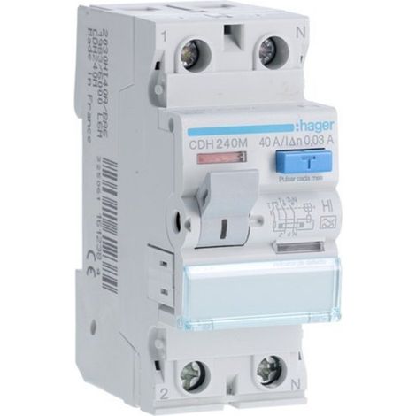 HAGER CDH240M  Differenziale 2P 40A 30mA tipo HI