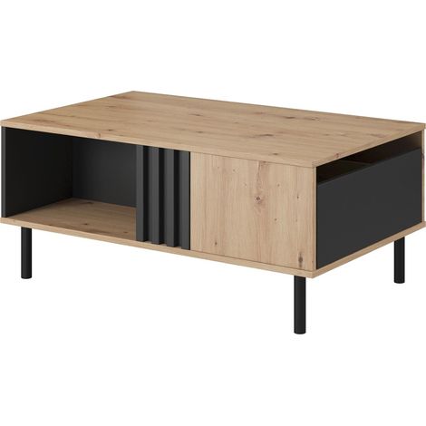 Tavolino da caffè, rovere Craft + antracite nero, 100,1 x 43,2 x 60 cm
