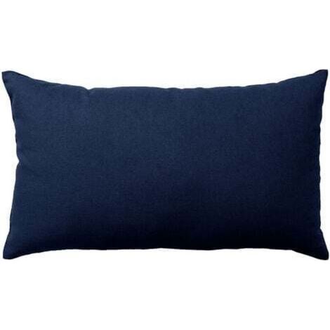 Non-removable cover cushion in plain navy blue cotton, 30x50 cm