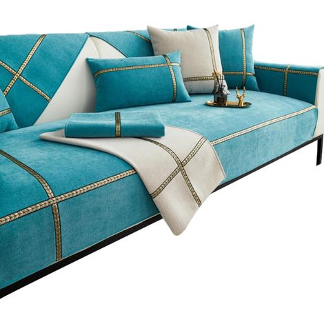 JSSEVN - Stretch Velvet Corner Sofa Cover for 2, 3, or 4 Seater Sofas, Sofa Protector, Sofa Cover, Sofa Cushion Cover, Sofa Blanket, 90x90cm (1/5)