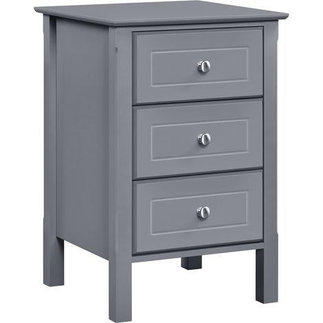Yaheetech Comodino da Camera da Letto Moderno Armadietto Cassettiera Cameretta Tavolino da Salotto Laterale Divano con 3 Cassetti 40 x 40 x 60 cm Grigio Scuro (1/5)
