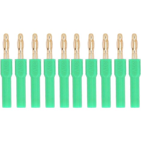 10 Stück Bananenstecker, 4,0 mm Stecker auf 2 mm Buchse, 30 V AC, 60 V DC, 32 A, für Testzwecke, grün