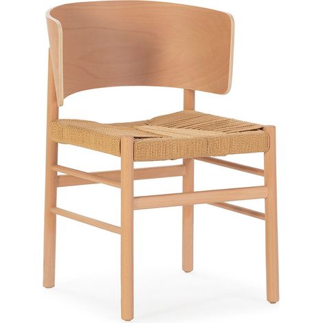 Chaise en bois de hêtre naturel et corde KANURA (1/4)