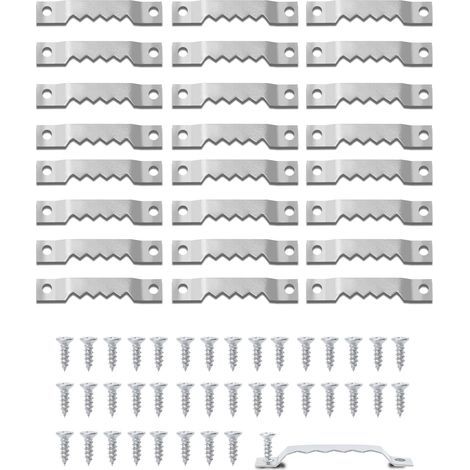 40 crochets en dents de scie argentés - Système d'accrochage avec 80 vis - Crochets métalliques pour cadres photo, toiles et cadres photo - Décoration murale (1/5)