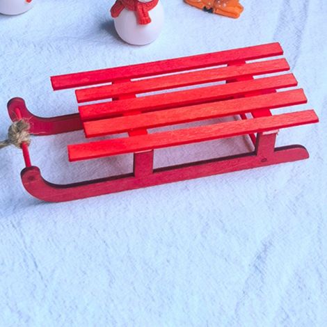 Traîneau enchanté elfe maléfique en bois rouge - 12 cm x 5 cm x 2,7 cm (1 pièce) - Centre de table au design lumineux