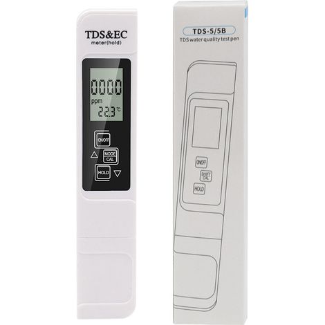 Misuratore TDS per acqua potabile, termometro TDS EC 3 in 1 con display retroilluminato, tester PH e tester per piscina, misuratore PH elettronico per acquari e tester per la qualità dell'acqua