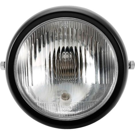 Universal Motorrad Retro Scheinwerfer mit schwarzem Gehäuse und weißer Linse für GN125