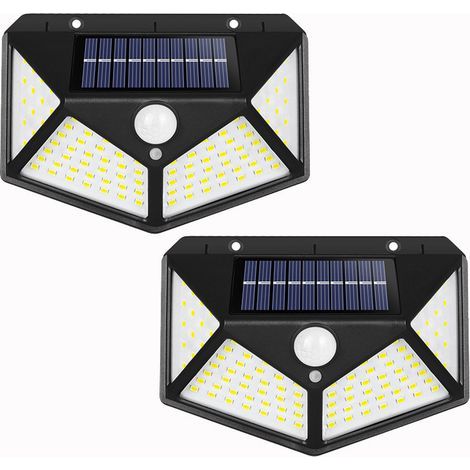 AIDUCHO Lampe Solaire Extérieur 100 Led, 2 Pack Éclairage Solaire Extérieur Détecteur De Mouvement Éclairage Étanche, Spot Solaire Extérieur 1200mah Lumière Lampe Puissante Sans Fil Pour Jardin (1/5)