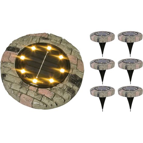6x LED Solarleuchte Steinoptik warmweiß Gartenleuchte Leuchtstein Gartendeko (1/4)