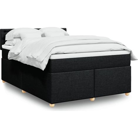 Boxspringbett mit Matratze Schwarz 140x200 cm Stoff