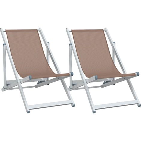 Maison Exclusive - Klappstühle, 2 Stück, braunes Aluminium und Te (1/5)