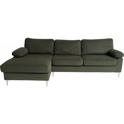 Sofá esquinero de 4-5 plazas chaise longue izquierdo pana verde GALWAY