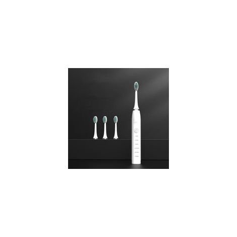 Brosse à dents électrique sans fil, avec 3 têtes de rechange, rechargeable et étanche, blanche (1/2)