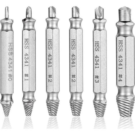 Set di cacciaviti - Estrattore per viti - Viti danneggiate - Materiale HSS 4341 - 6 pezzi (1/5)