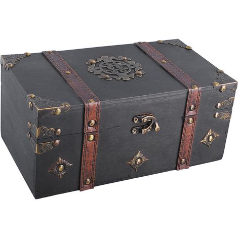 Retro-Aufbewahrungsbox aus Holz, Vintage-Schatzkiste, multifunktionale Dekobox für Schmuck und Zertifikate (1/5)