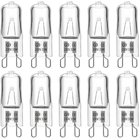 10er-Pack G9-Halogenlampen, 33 W, 230 V, dimmbar, warmweiß, für Kronleuchter und Wandleuchten (1/5)