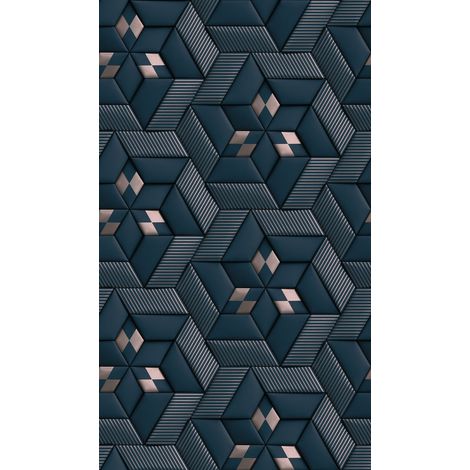 A.S. Creations – Papier peint vinyle sur intissé bleu géométrique 3D – Lessivable et strippable – Raccordable panoramique – Bonne résistance à la lumière (1/4)