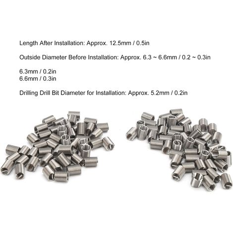 Inserts De Filetage - Acier M5 X 0.8 X 2.5D - Réparation Et Renforcement - Lot De 100 Pièces (1/5)