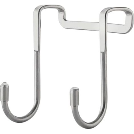Crochet Double - Acier Inoxydable - Pour Porte Jusqu'à 2 cm D'Épaisseur - Salle De Bain Placard Cuisine - 1 Pièce