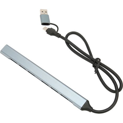 USB 3.0 Dockingstation, 7-Port-Typ-C-Hub, Aluminium, Space Grau, 5 Gbit/s für Laptop und Desktop-PC (1/5)