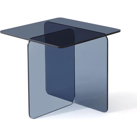Tempered Grey Bent Glass SideTable, Transparent End Table, Sofa table, Modern Design, Wohnzimmer, Schlafzimmer (1/5)