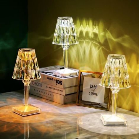 Lampe de Table - - Cristal Acrylique - Rechargeable USB - Contrôle Tactile - LED (1/3)