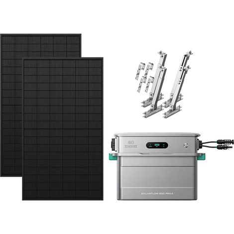 Zendure SolarFlow 800 Pro 2 – Balkonkraftwerk mit Speicher, 2640W Solar-Eingang, 1000W AC-Laden, 800W Ausgang, KI-Energiemanagement, mit 2x450W Solarpanel, Solarmodul-Wandhalterung (1/5)