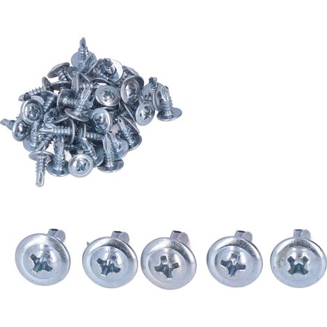 4,2 x 13 mm selbstbohrende Rundkopfschrauben, 50er-Packung, verzinkter Kohlenstoffstahl, mit Unterlegscheibe, für Metall und Holz (1/5)
