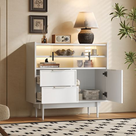 Mobile da Ingresso 80x35x80 cm, Moderno, Ampio Spazio Contenitivo con Piedini in Metallo, MDF, Bianco, per Ingresso (1/5)