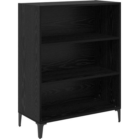 Buffet de Rangement en Bois d'Ingénierie, 69.5 x 32.5 x 90 cm, Meuble Bas Style Chêne Noir pour Salon ou Entrée (1/5)