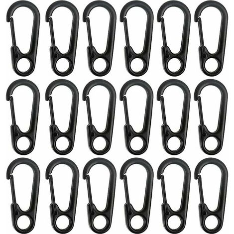 Ulisem Mini mousqueton en alliage de zinc pour porte-clés, idéal pour l'escalade, la randonnée, l'alpinisme, le camping et la pendaison d'objets (noir, dimensions : 31,3 × 14,3 mm), lot de 20 pièces. (1/5)