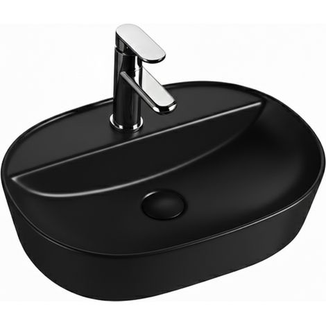 Vasque à poser ovale -50 x 38 cm -Noir -NOXA (1/4)